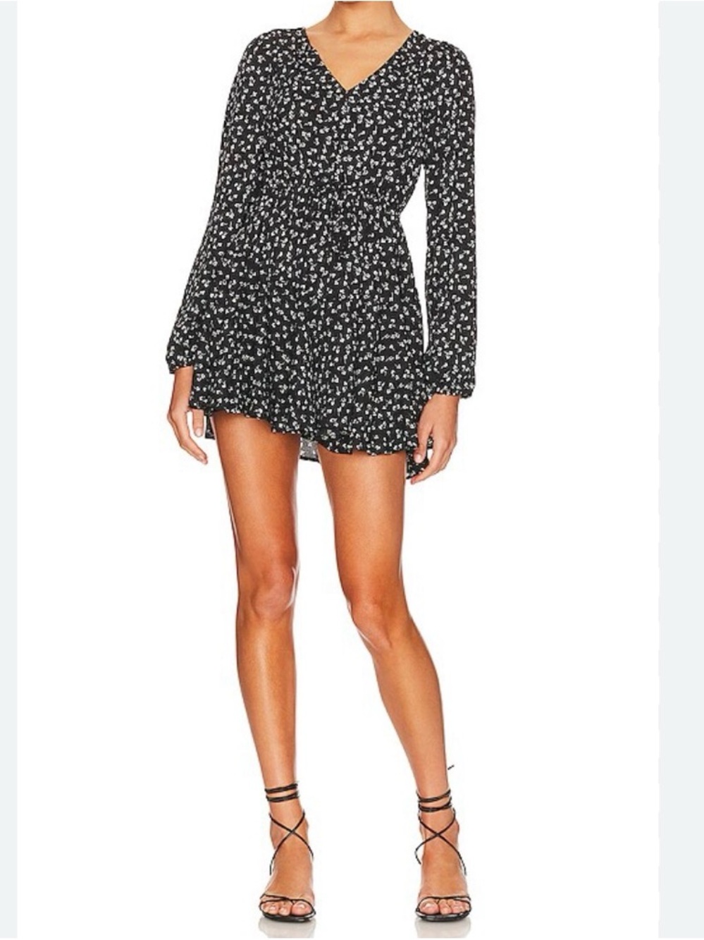 Steve Madden Black Mini Dress with White Floral Print
